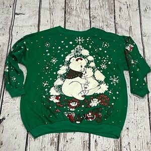 Vintage Christmas Bear Holiday Xmas Ugly Sweater Party 1980s Sweatshirt